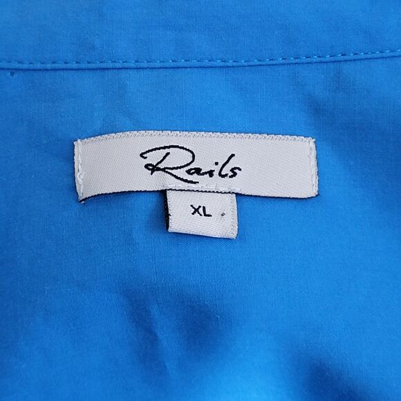 Rails JoJo Top Blouse Womens Blue XL Cuffed Short Sleeve Button Up Collared - Picture 11 of 14